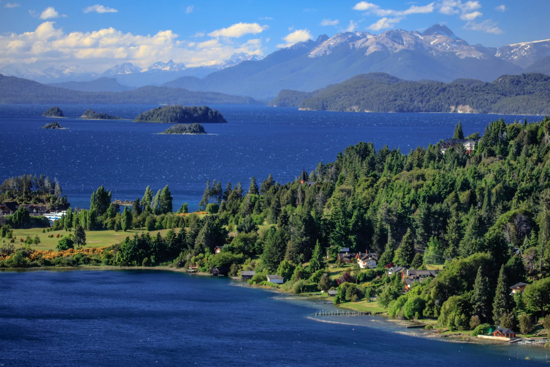 Lakefront homes and forest outside Bariloche